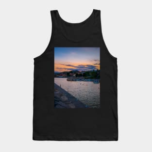 Summer Sea Sunset Boats Seaport Rocks Tank Top